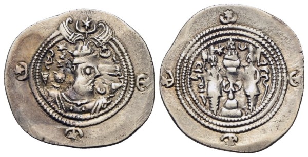 Münze-Sassaniden-Xusro-II-Drachme-Ahmadan-VIA12696