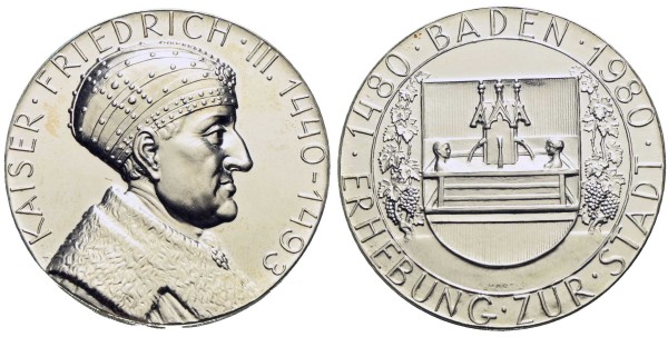 Münze-Österreich-AR-Medaille-1980-500-Jubiläum-Stadterhebung-Baden-VIA12943