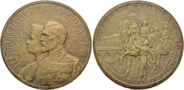 Münze-Rumänien-Ferdinand-I-AE-Medaille-1922-Krönung-VIA12550