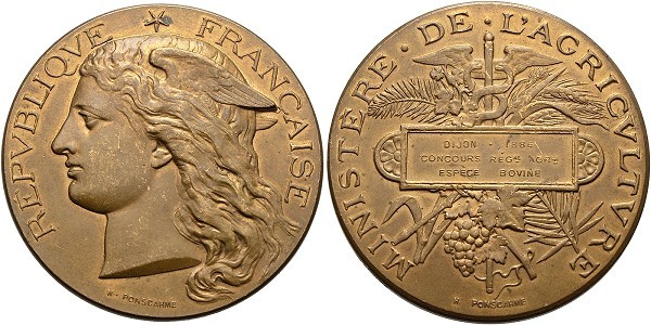 Münze-Frankreich-Dijon-3-Republik-Medaille-1886-Ministere-de-l'Agriculture-VIA12351